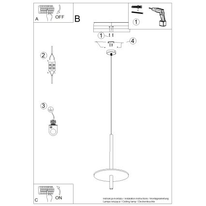 Luster na lanku FELTRO 1xG9/8W/230V čierna/žltá