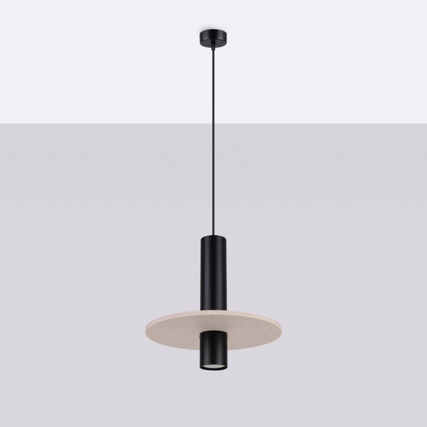 Luster na lanku PELTA 1xGU10/10W/230V čierna/krémová