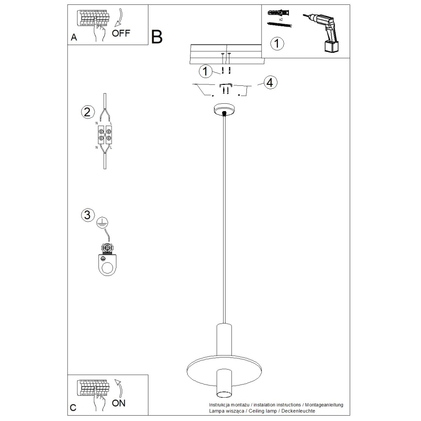 Závesné svietidlo na lanku PELTA 1xGU10/10W/230V čierna/žltá