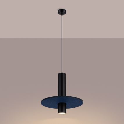 Luster na lanku PELTA 1xGU10/10W/230V čierna/modrá