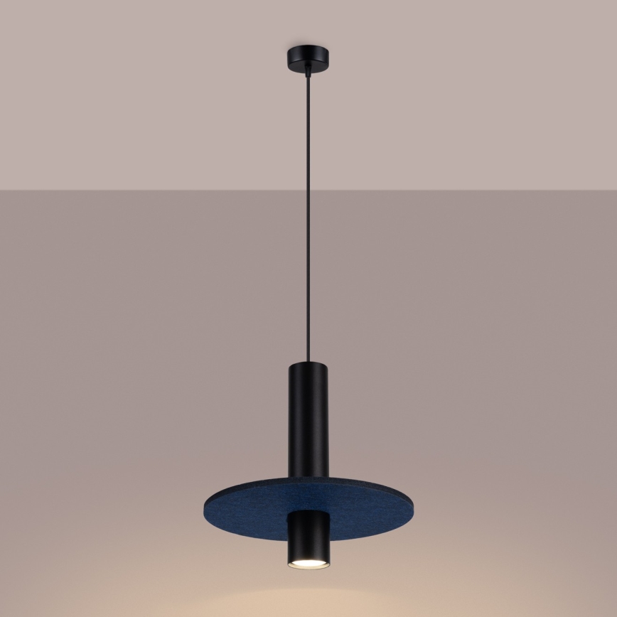 Luster na lanku PELTA 1xGU10/10W/230V čierna/modrá