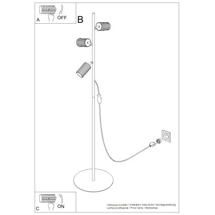 Stojacia lampa KARBON 3xGU10/10W/230V čierna