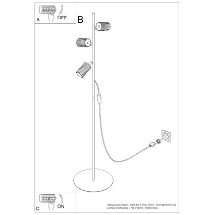 Stojacia lampa KARBON 3xGU10/10W/230V krémová