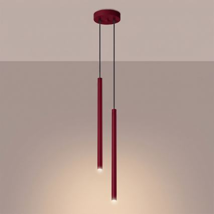 Závesný luster na lanku PASTELO 2xG9/8W/230V červený