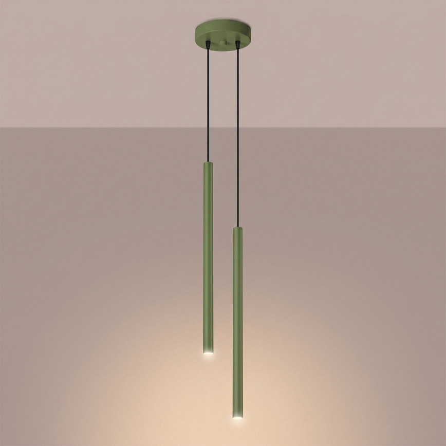 Luster na lanku PASTELO 2xG9/8W/230V zelený