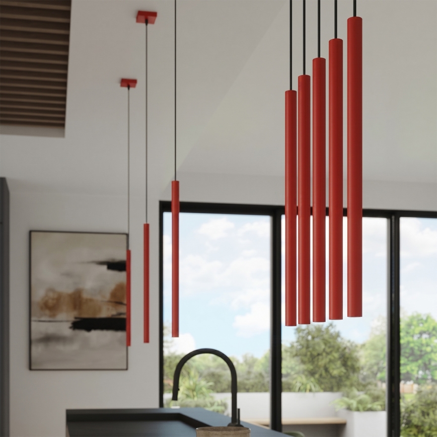Luster na lanku PASTELO 1xG9/8W/230V červený