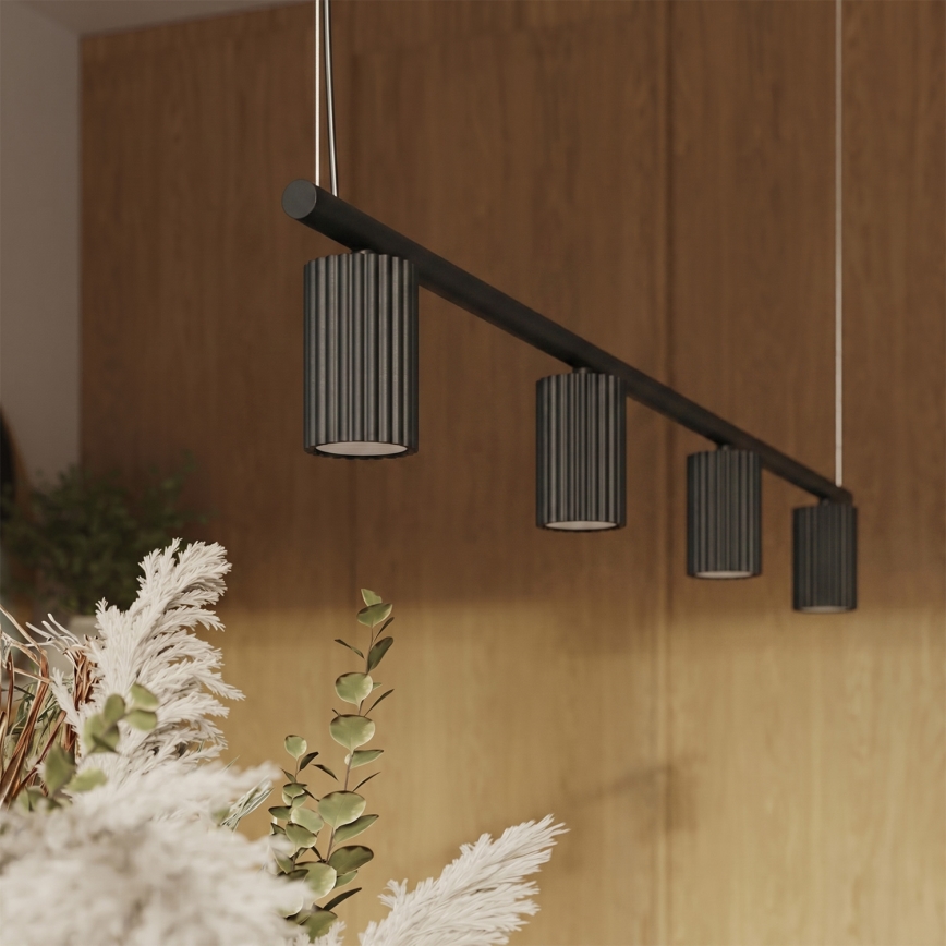 Závesný luster na lanku KARBON 4xGU10/10W/230V čierny