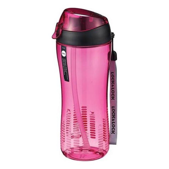 Športová fľaša s slamkou 550 ml ružová