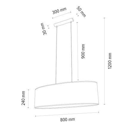 Luster na lanku MERCEDES 2xE27/40W/230V biela/dub – FSC certifikované