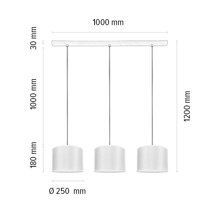 Luster na lanku BENITA 3xE27/40W/230V krémová/dub – FSC certifikované
