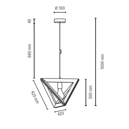 Luster na lanku TRIGONON 1xE27/60W/230V matný dub – FSC certifikované