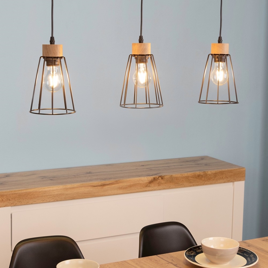 Spot-Light - Luster na lanku ORAZIO 3xE27/60W/230V dub
