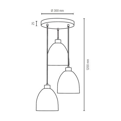 Luster na lanku AURA 3xE27/60W/230V buk – FSC certifikované