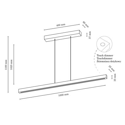 LED Stmievateľný luster na lanku SMAL LED/15W/230V dub – FSC certifikované