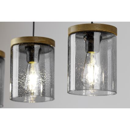 Luster na lanku MONSUN 1xE27/60W/230V borovica