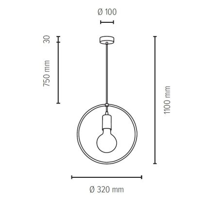 Luster na lanku CARSTEN 1xE27/60W/230V matný dub – FSC certifikované