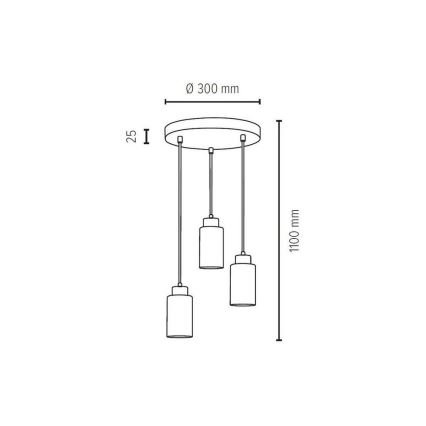 Luster na lanku BOSCO 3xE27/60W/230V  – FSC certifikované