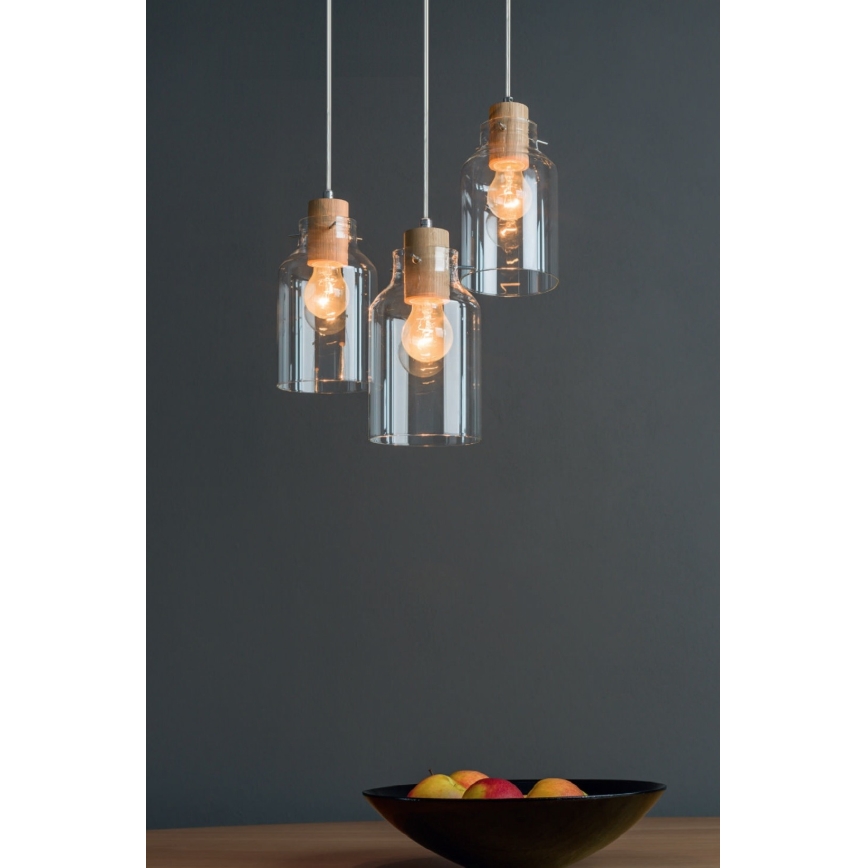 Luster na lanku ALESSANDRO 1xE27/60W/230V dub – FSC certifikované