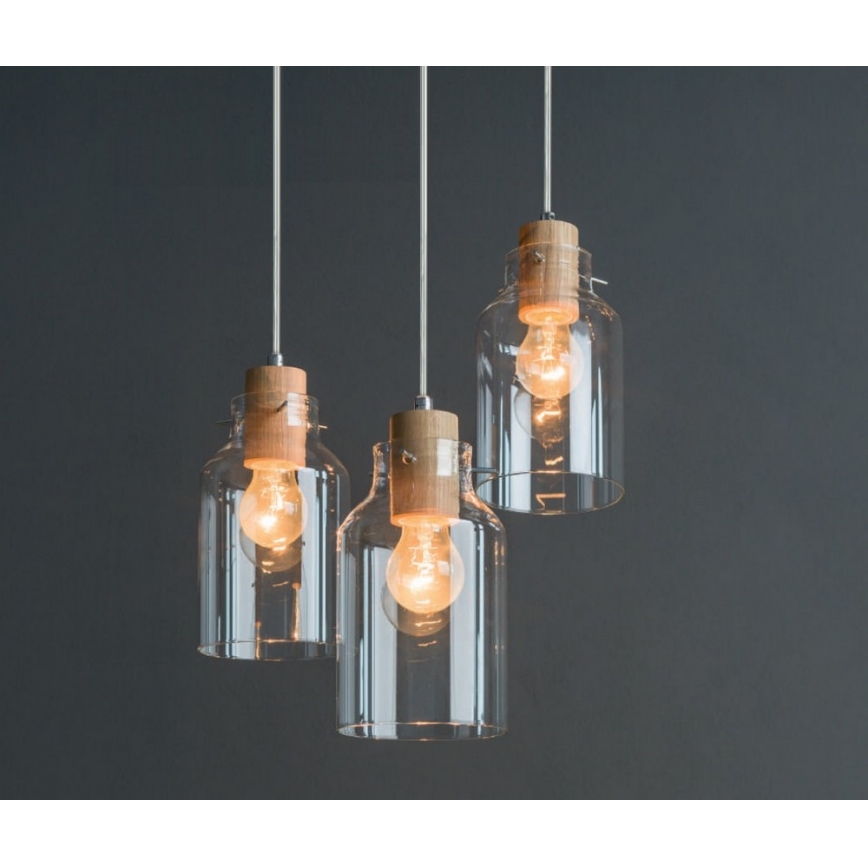 Luster na lanku ALESSANDRO 3xE27/60W/230V dub