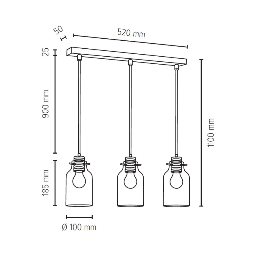 Luster na lanku ALESSANDRO 3xE27/60W/230V dub
