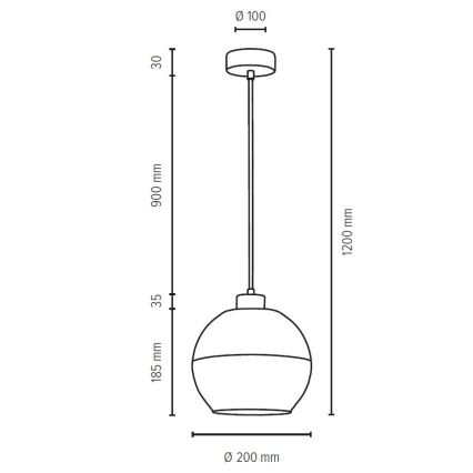 Luster na lanku ALESSANDRO 1xE27/60W/230V dub – FSC certifikované