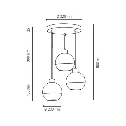 Luster na lanku FRESH 3xE27/60W/230V – FSC certifikované