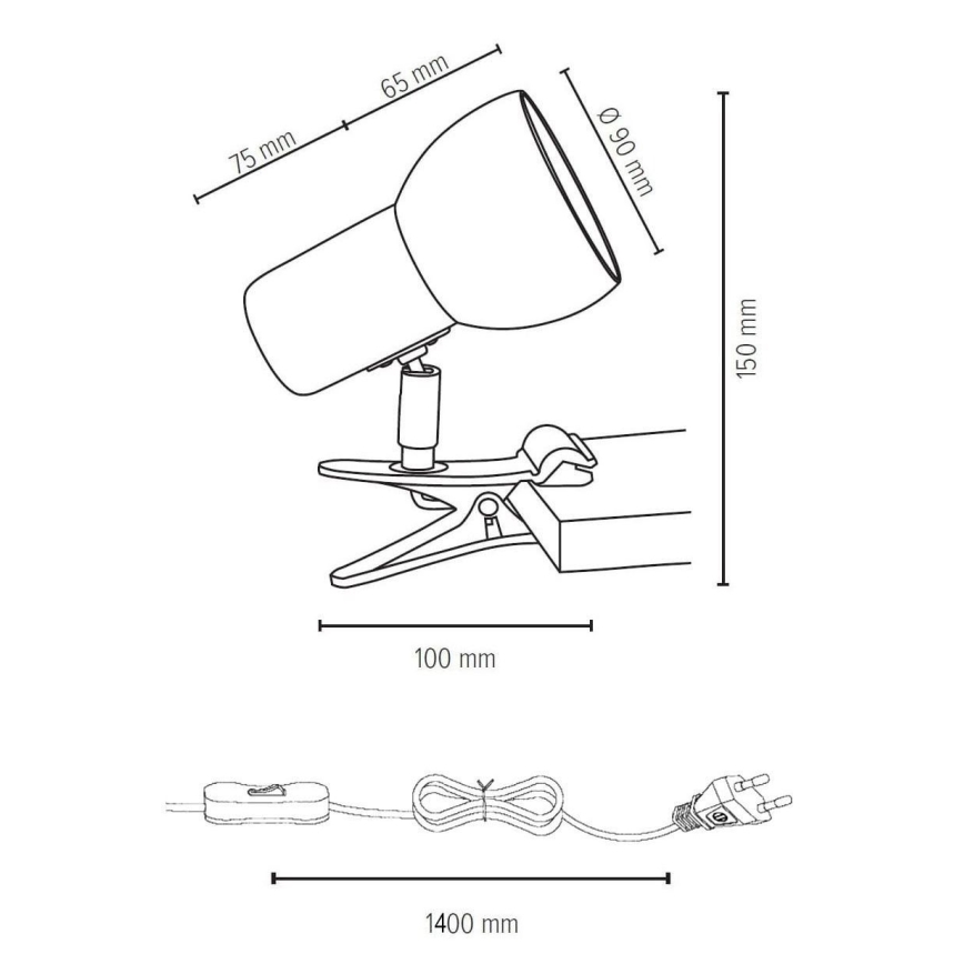 Lampa s klipom SVENDA 1xE27/60W/230V dub