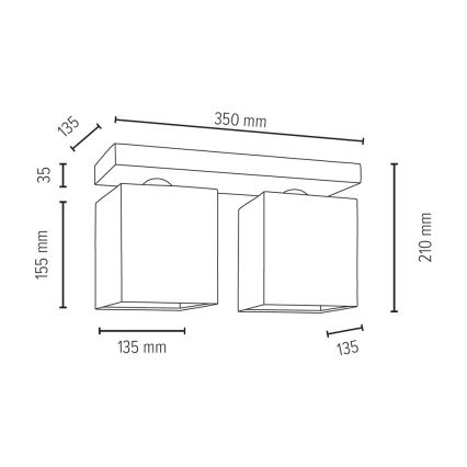 Stropné svietidlo GREAT 2xE27/25W/230V betón – FSC certifikované