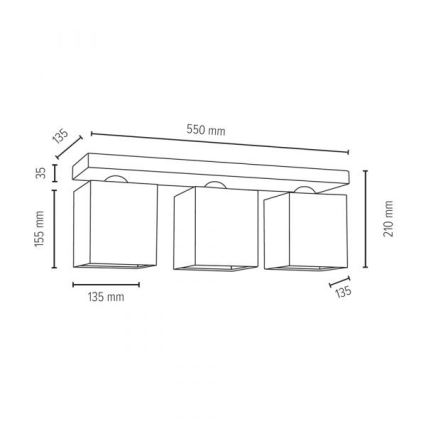 Stropné svietidlo GREAT 3xE27/25W/230V betón – FSC certifikované