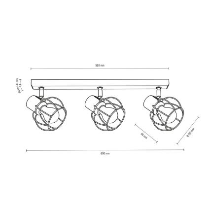 Stropné bodové svietidlo PHIPHI 3xE27/60W/230V dub – FSC certifikované