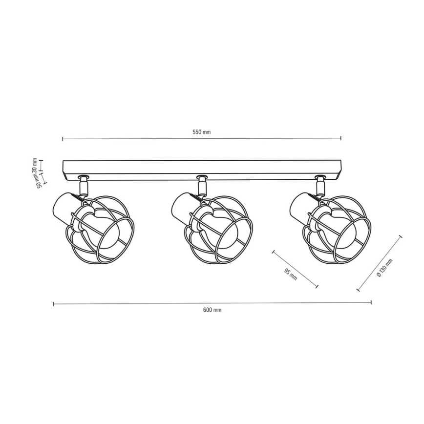 Stropné bodové svietidlo PHIPHI 3xE27/60W/230V dub – FSC certifikované