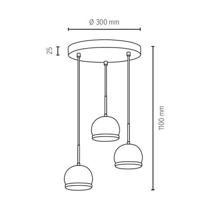 LED Luster na lanku BALL WOOD 3xGU10/5W/230V buk