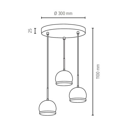 LED Luster na lanku BALL WOOD 3xGU10/5W/230V buk – FSC certifikované