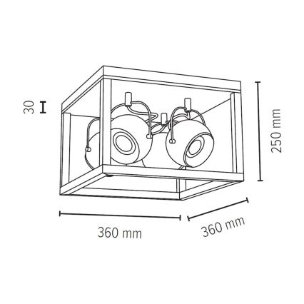 LED Stropné svietidlo ROY 4xGU10/5W/230V matný dub – FSC certifikované