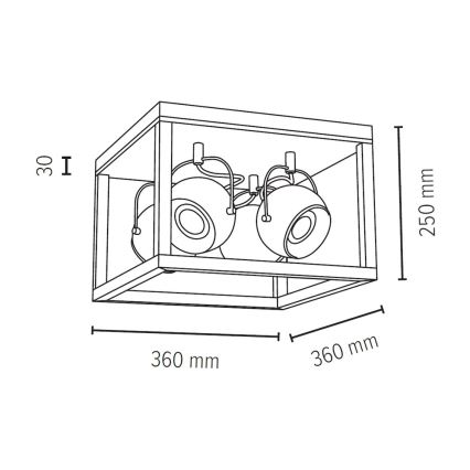 LED Stropné svietidlo ROY 4xGU10/5W/230V matný dub – FSC certifikované