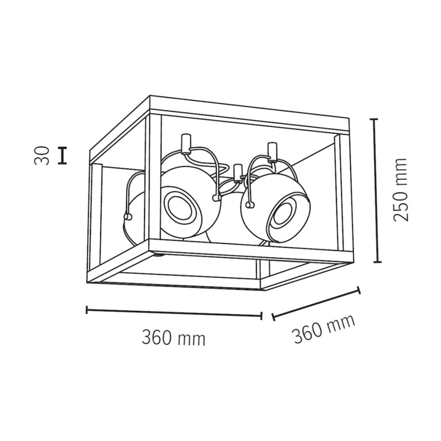 LED Stropné svietidlo ROY 4xGU10/5W/230V matný dub – FSC certifikované
