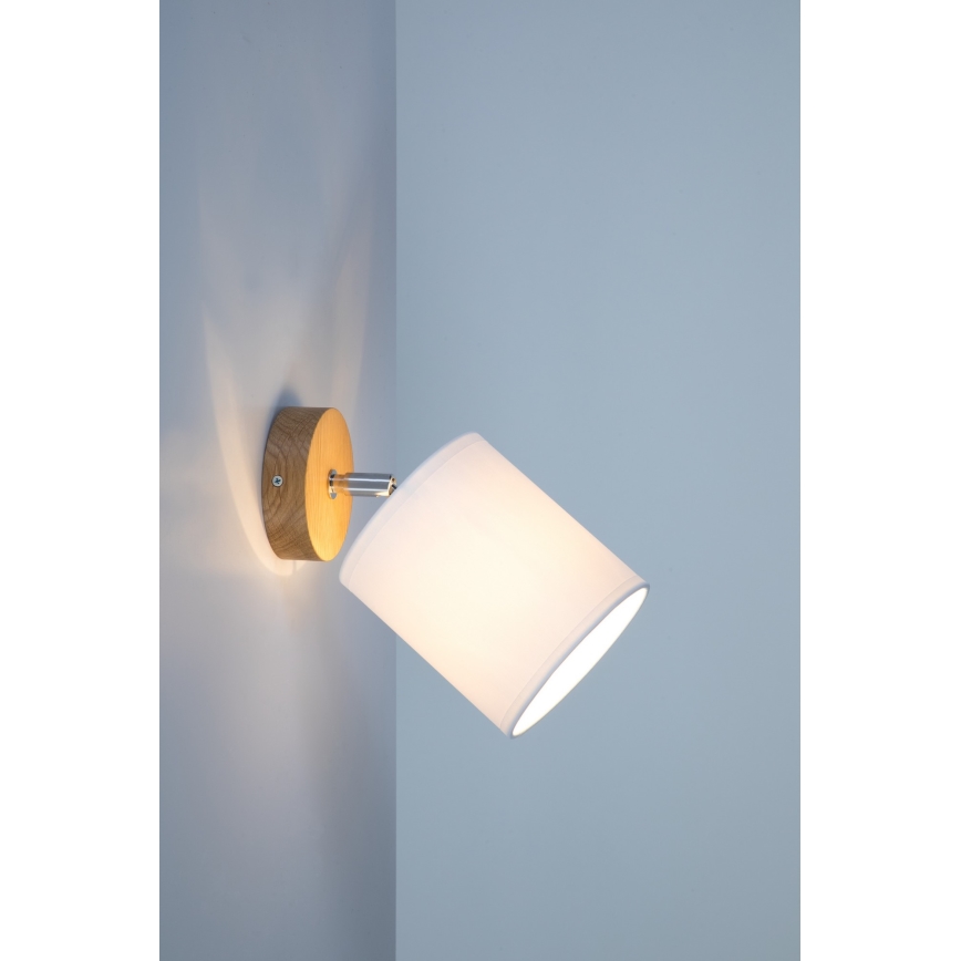 Nástenné bodové svietidlo APRILLIA 1xE27/25W/230V dub biela – FSC certifikované