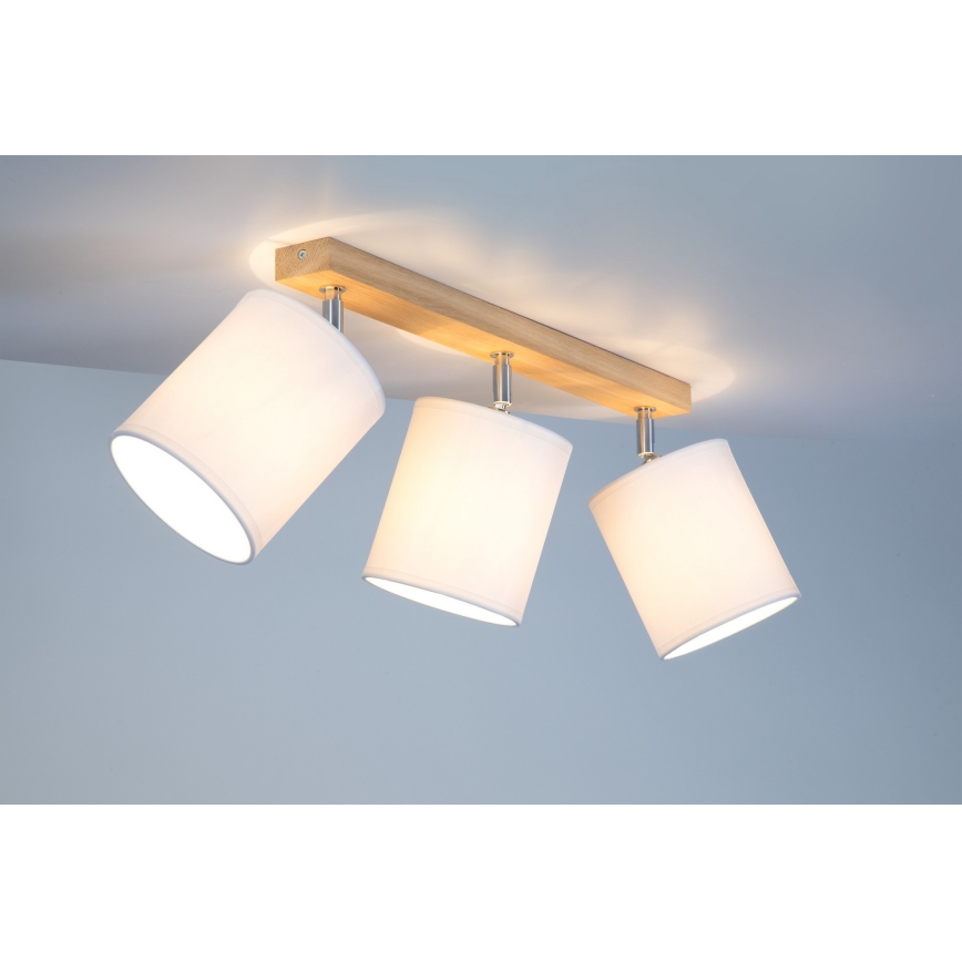Bodové svietidlo APRILLIA 3xE27/25W/230V dub biela – FSC certifikované