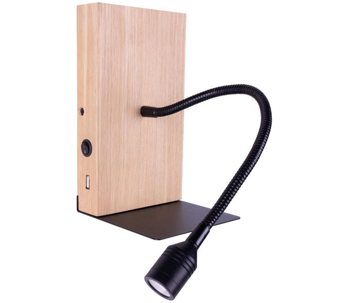 5722174 - Nástenné svietidlo LECTOR LED/2,5W/230V USB dub