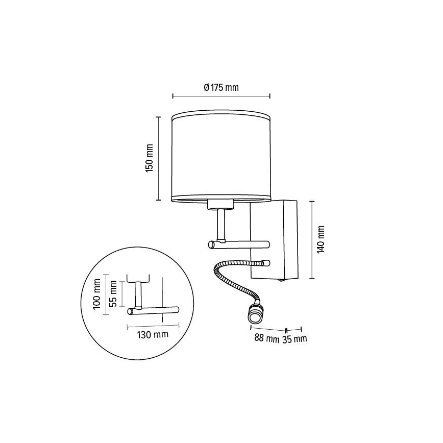Flexibilné svietidlo BOHO 1xE27/25W + LED/1W/230V dub – FSC certifikované