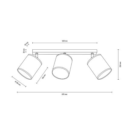 Stropné bodové svietidlo BOHO 3xE27/25W/230V dub – FSC certifikované