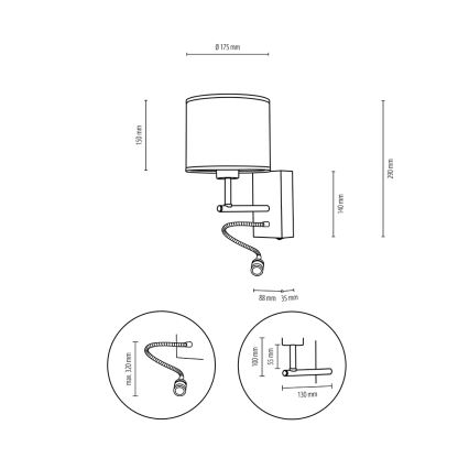 Nástenná lampa BOHO 1xE27/25W/230V + LED/1W/230V dub – FSC certifikované