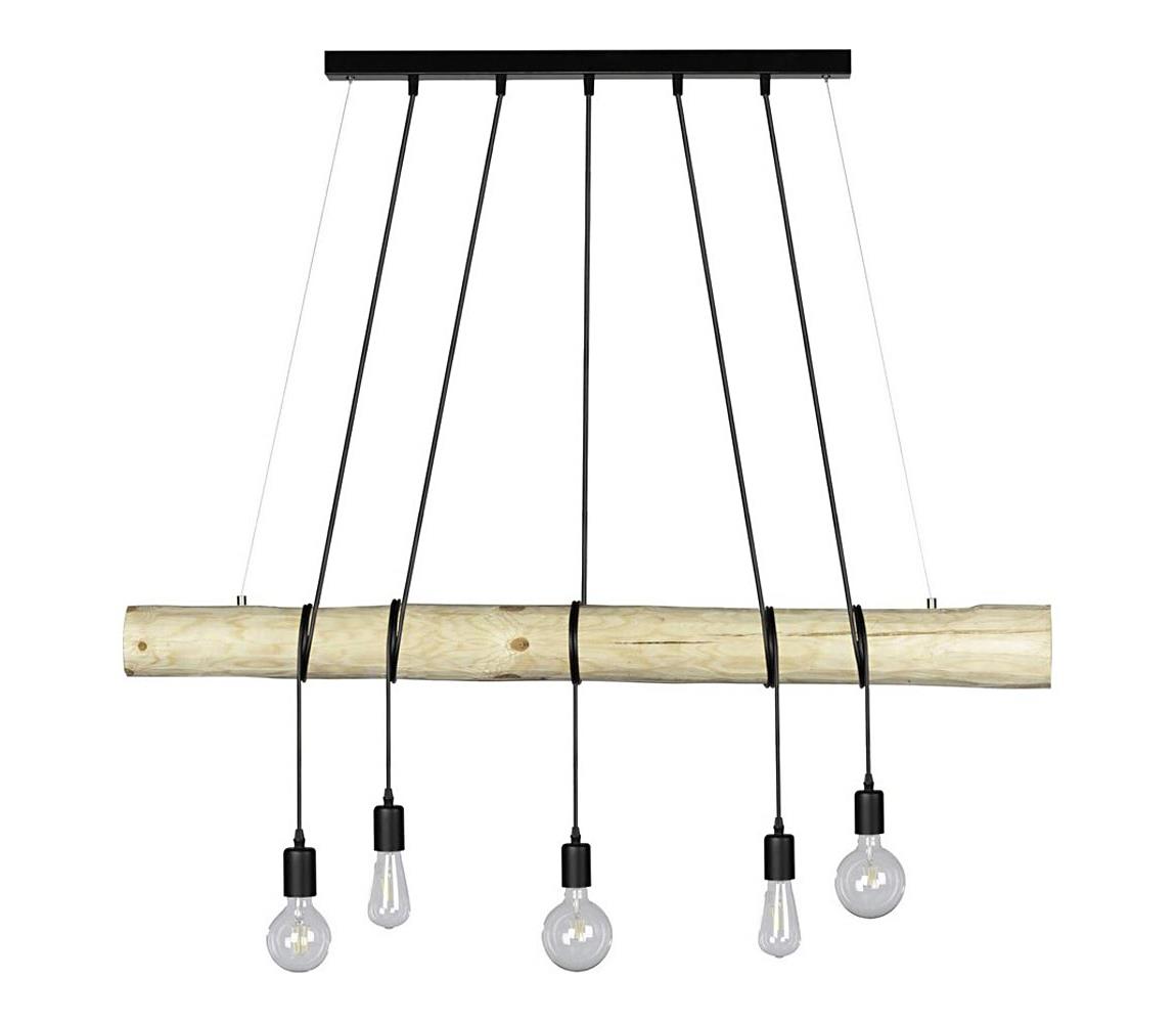  69314504 - Luster na lanku TRABO 5xE27/60W/230V borovica 69314504