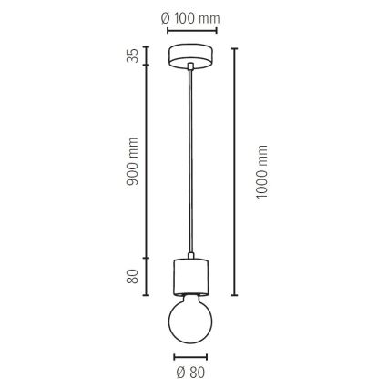 Luster na lanku PINO 1xE27/60W/230V borovica  – FSC certifikované