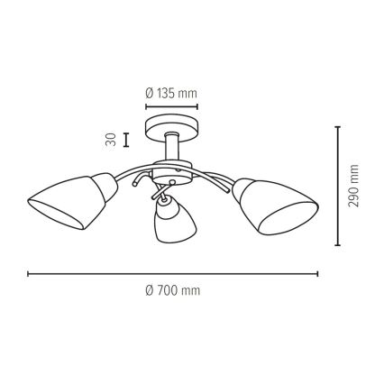 Prisadený luster VILETTA 3xE27/60W/230V dub
