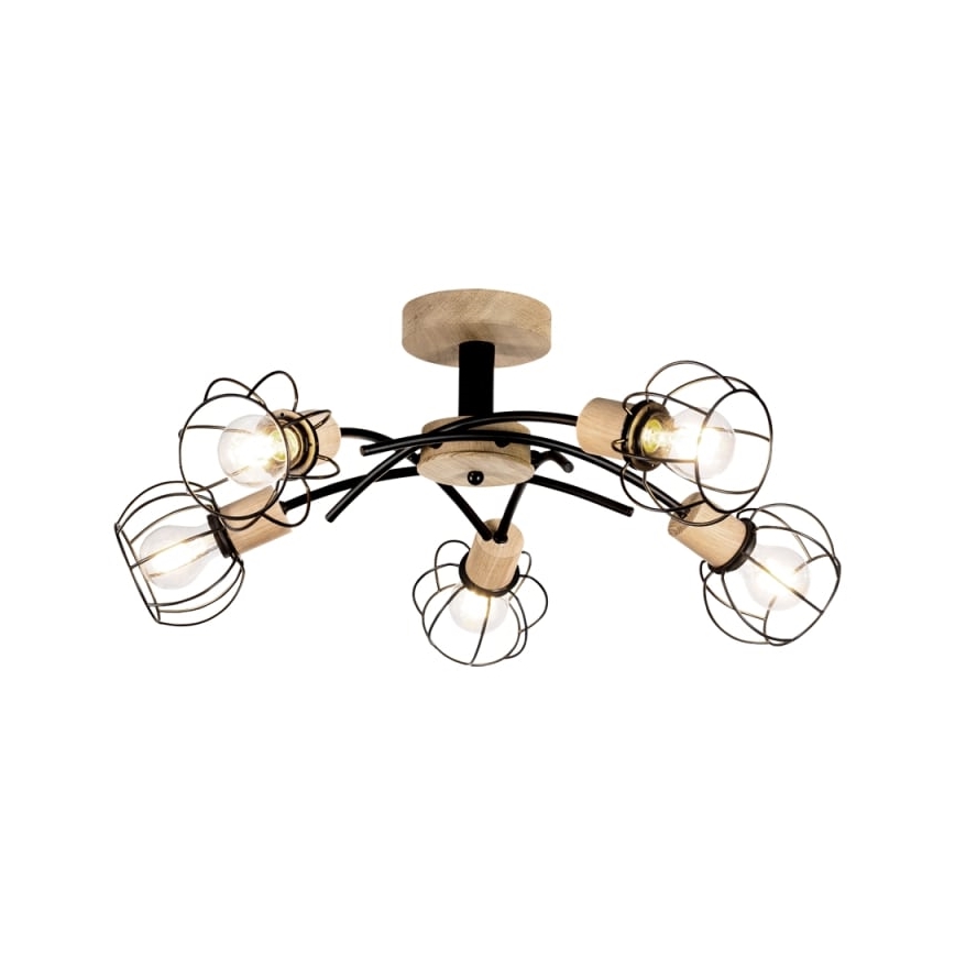 Prisadený luster VIVIANE 5xE27/60W/230V dub – FSC certifikované