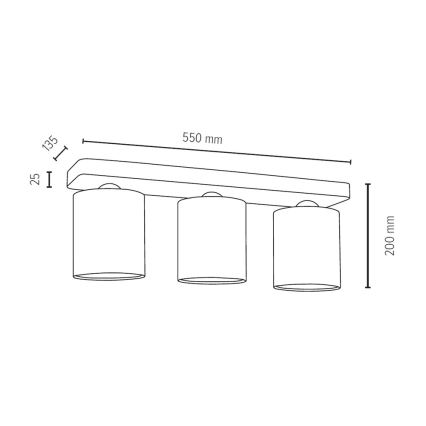 Stropné svietidlo JENTA 3xE27/25W/230V dub – FSC certifikované