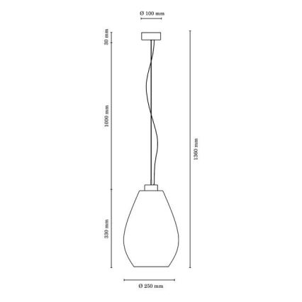 Luster na lanku PIRO 1xE27/60W/230V buk – FSC certifikované