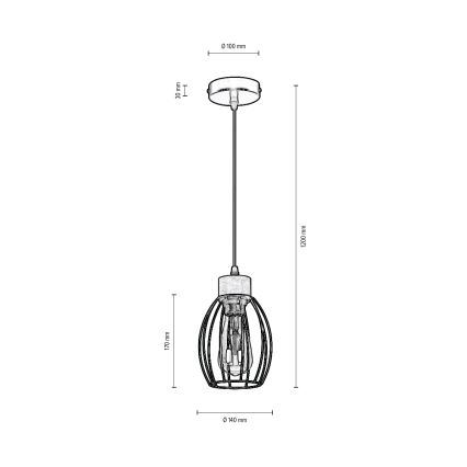Luster na lanku GUNNAR 1xE27/60W/230V dub