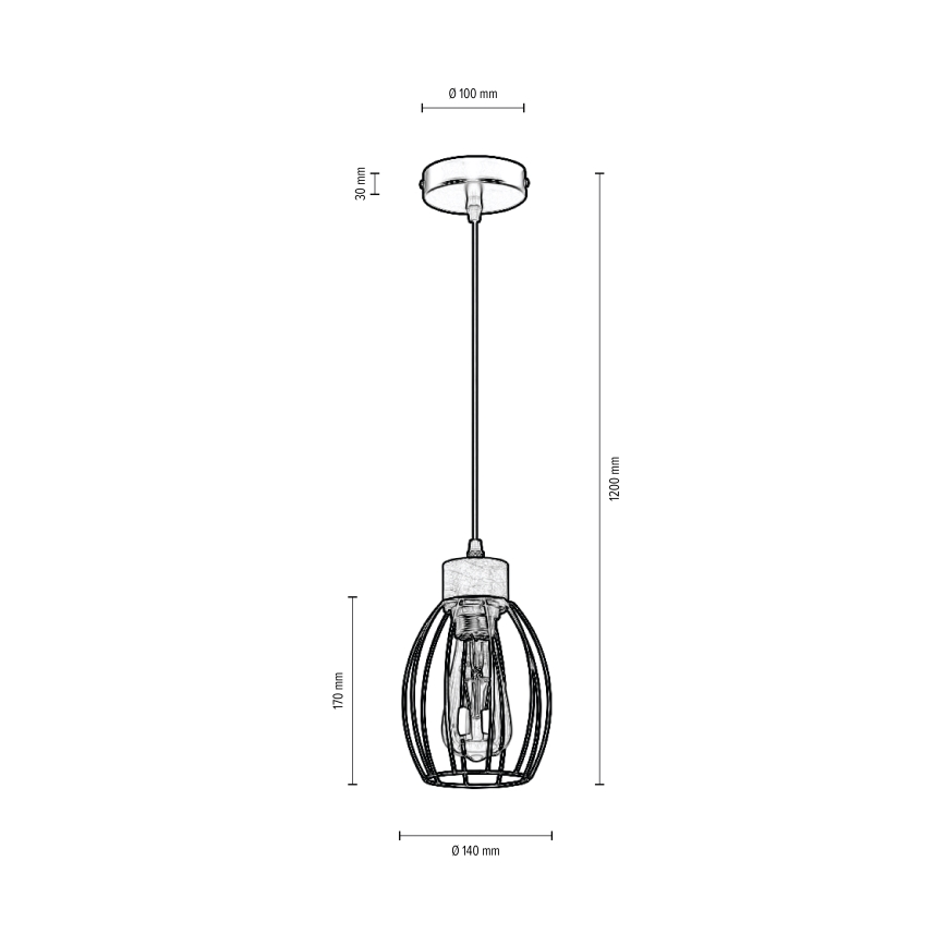 Luster na lanku GUNNAR 1xE27/60W/230V dub